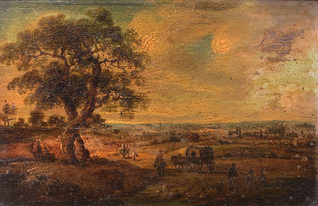 Appraisal: FOLLOWER OF AELBERT CUYPAn extensive landscape with travellers oils on