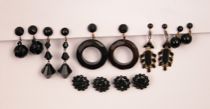 Appraisal: Collection of Victorian Jet Ladie's Ear Pendants and beaded buttons