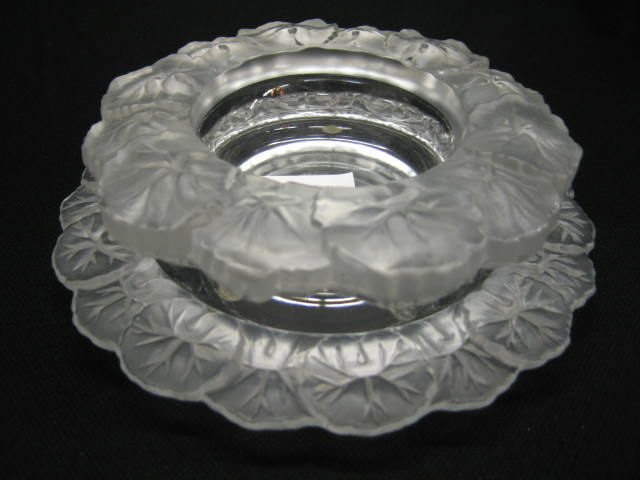 Appraisal: Pcs Lalique Style Crystal bowl plate frosted leaf decor