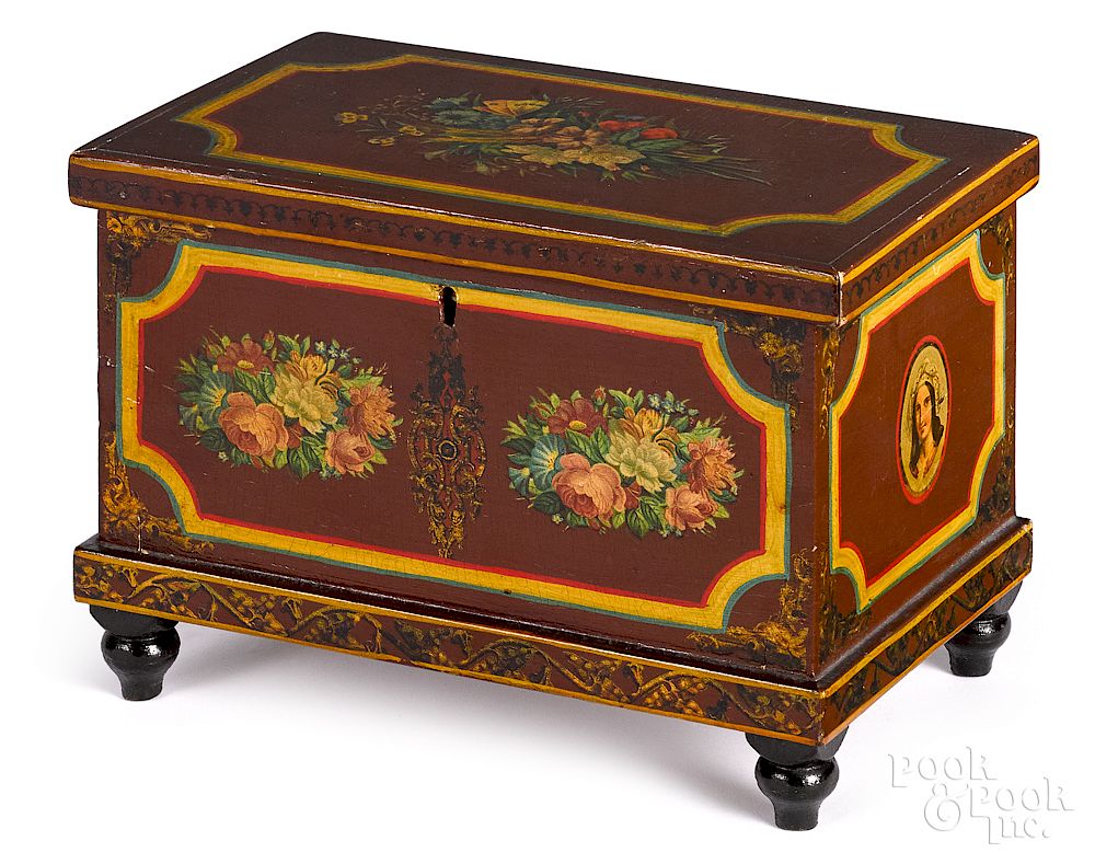 Appraisal: Joseph Lehn painted dresser box Vibrant Joseph Lehn Lancaster Pennsylvania