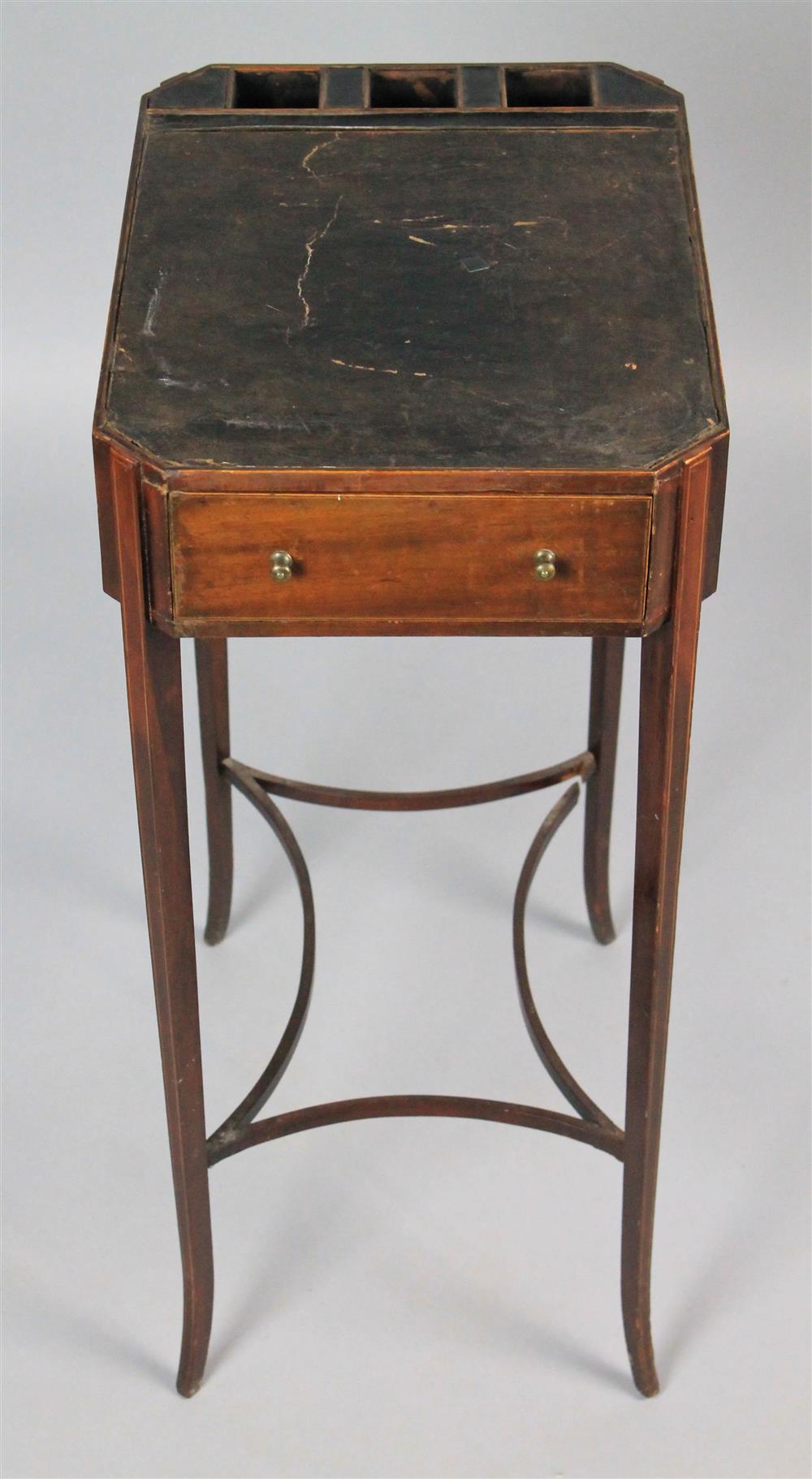 Appraisal: HEPPLEWHITE STYLE INLAID MAHOGANY WORK STAND having a rectangular top