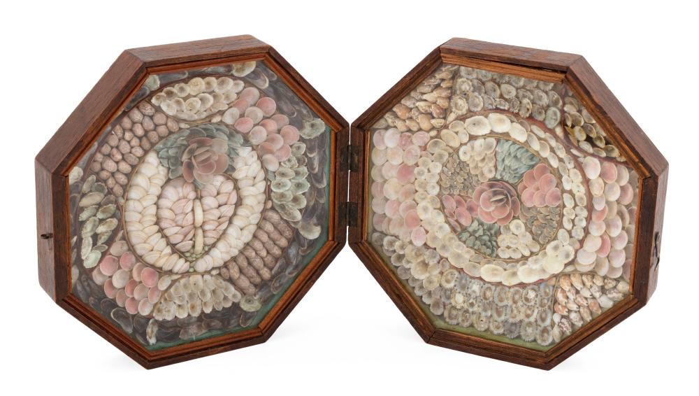 Appraisal: EXCEPTIONAL DOUBLE SAILOR'S VALENTINE th Century Composed of multicolored shells