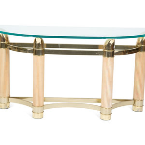 Appraisal: A Modern Fluted White Oak and Gilt Metal Demilune Glass