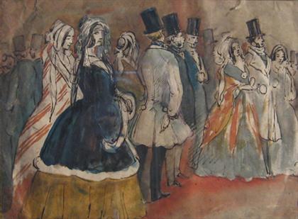 Appraisal: CONSTANTIN GUYS french - ELEGANTS ET ELEGANTES Watercolor and ink