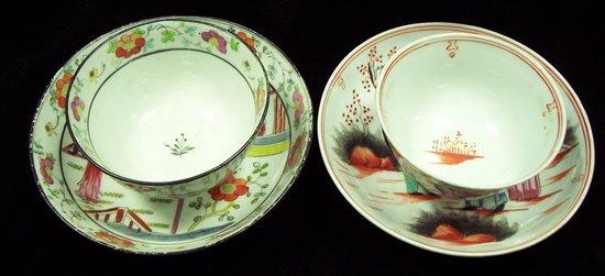 Appraisal: A New Hall tea bowl and saucer painted Oriental scenes