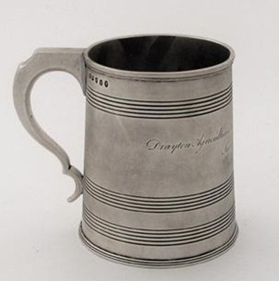 Appraisal: A George III tapering mug with three bands of incised