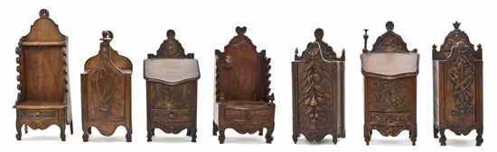 Appraisal: A Collection of Seven Carved Wood Salt Boxes comprising six