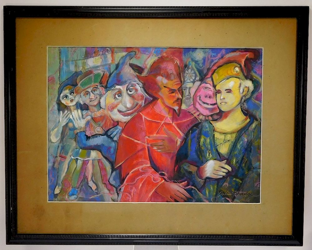 Appraisal: John Shayn Surrealist Venetian Masquerade Painting United States Ukraine -