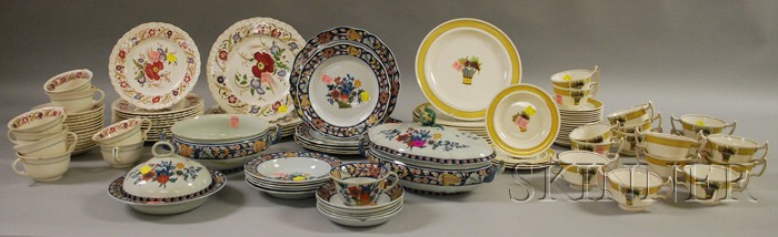 Appraisal: Three Wedgwood Transfer-decorated Ceramic Partial Dinner Sets twenty-piece ironstone Poterat