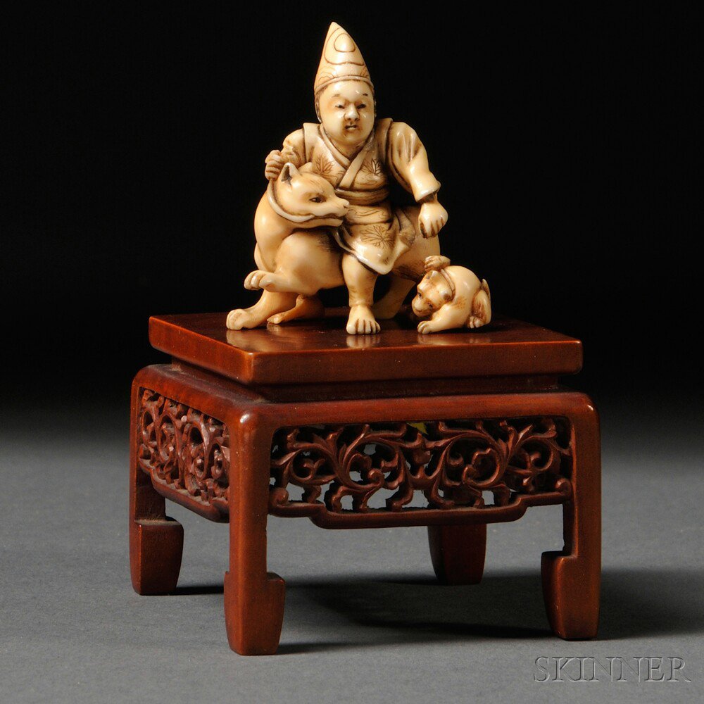 Appraisal: Ivory Okimono of a Man Japan th th century sitting