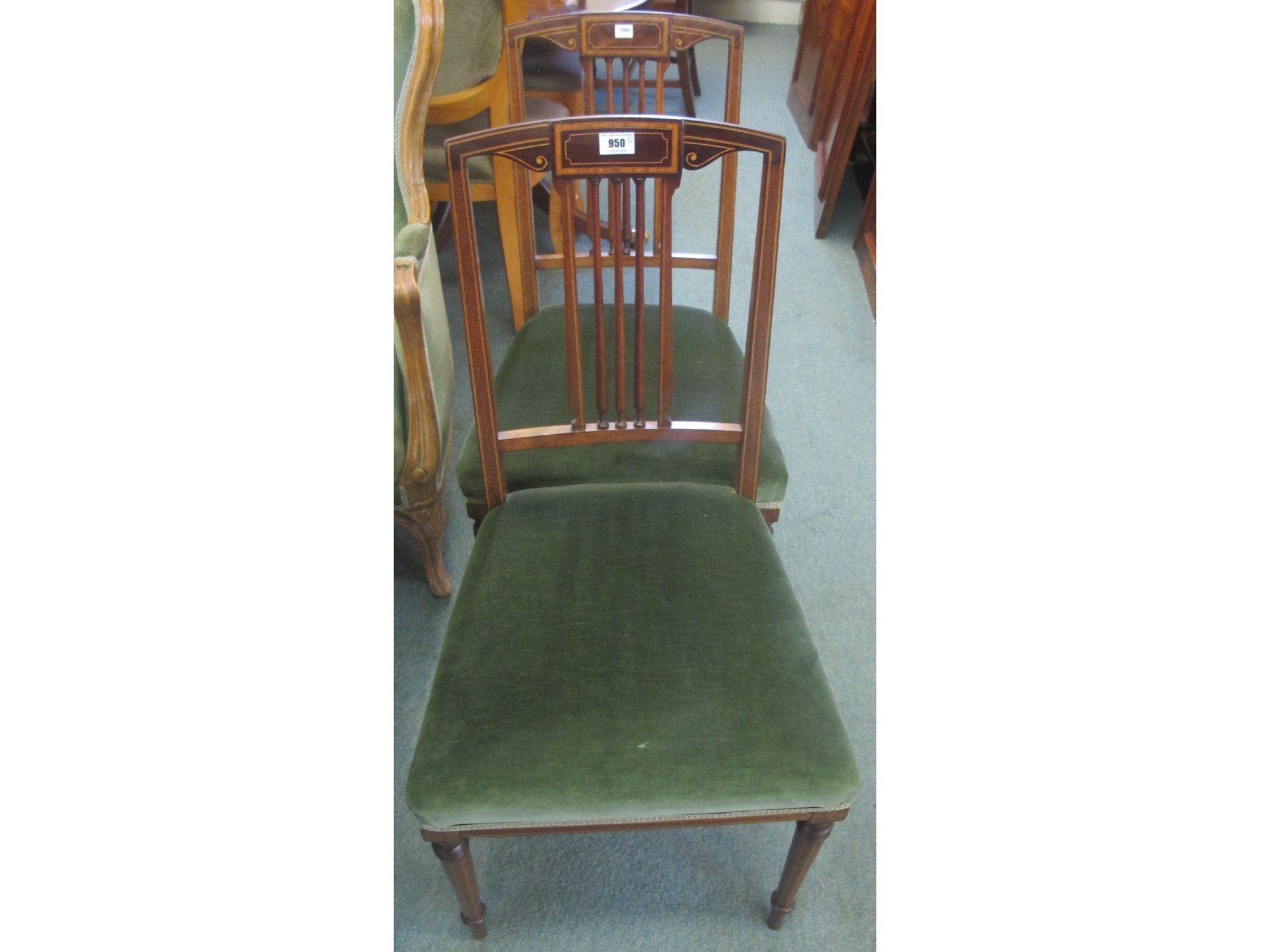 Appraisal: A pair of Edwardian mahogany parlour armchairs and one other