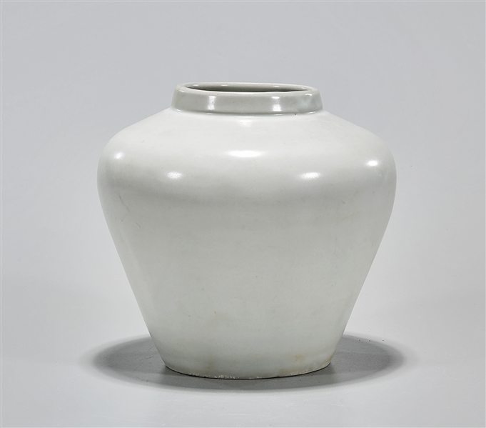 Appraisal: Korean white glazed jar x approx