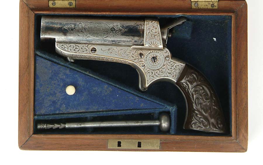 Appraisal: CASED TIPPING LAWDEN SHARPS PISTOL SN mm rimfire fluted bbls