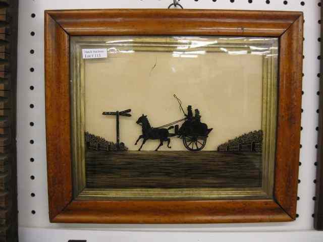 Appraisal: th Century Reverse Painting on Glass ofhorse hack on country