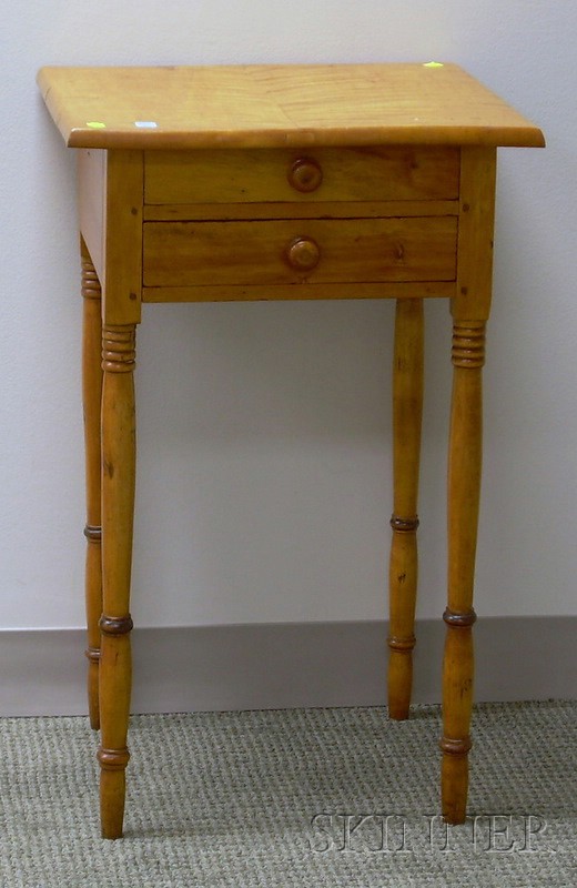 Appraisal: Federal Maple and Tiger Maple Two-Drawer Stand Refinished probably in