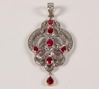 Appraisal: K DIAMOND AND RUBY PENDANT K GOLD DIAMOND AND RUBY