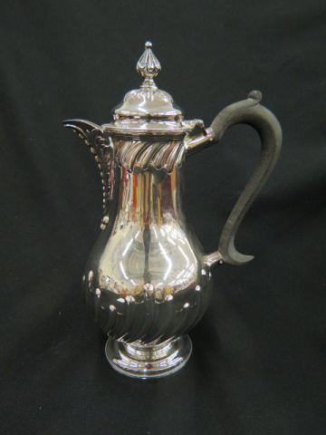 Appraisal: English Silverplate Chocolate Pot ebony handle dated tall excellent