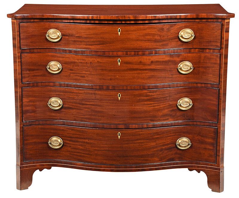 Appraisal: Fine Federal Figured and Inlaid Serpentine Chest American or British