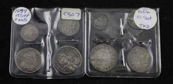 Appraisal: Two Charles II maundy sets G-VF F VF Estimate -