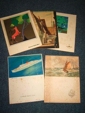 Appraisal: FIVE CUNARD WHITE STAR LINE MENUS dating from March and