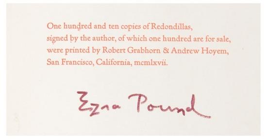 Appraisal: POUND Ezra Redondillas or something of that sort New York