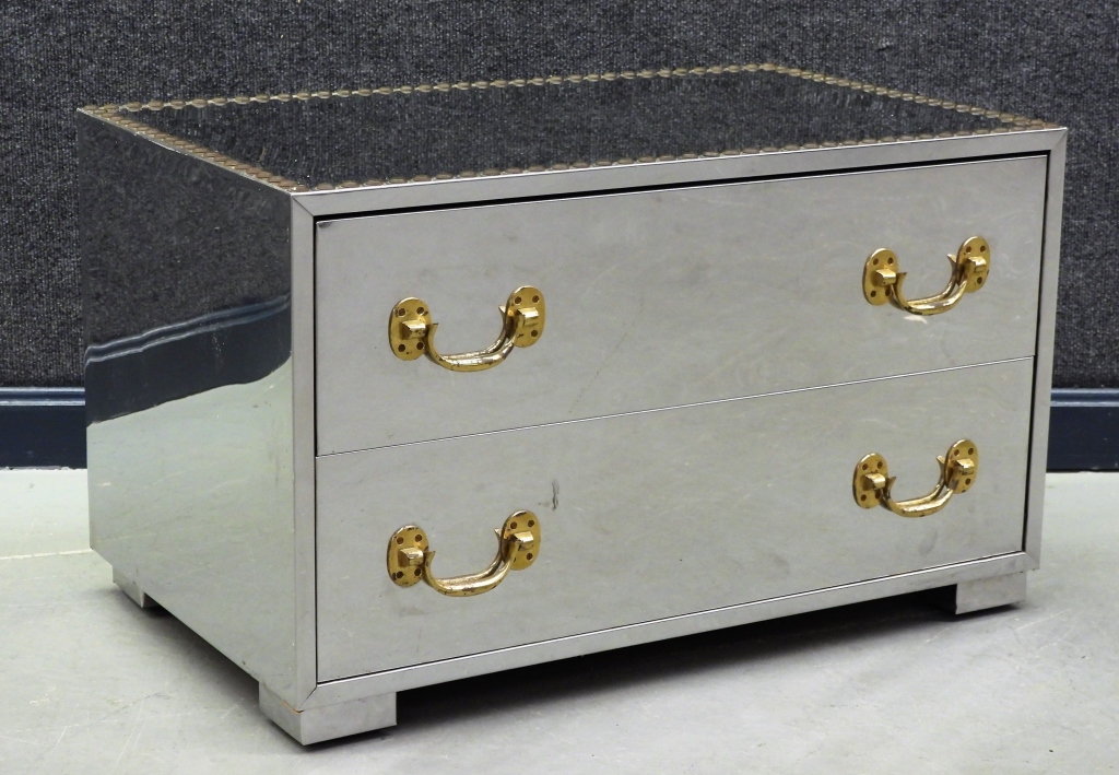 Appraisal: MODERN HOLLYWOOD REGENCY ALUMINUM CASE CHEST United States th CenturyRectangular