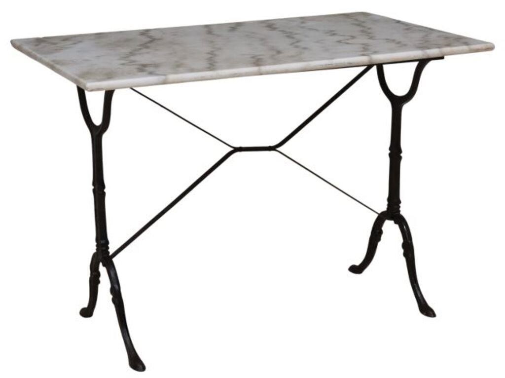 Appraisal: French bistro table th c having rectangular marble top rising