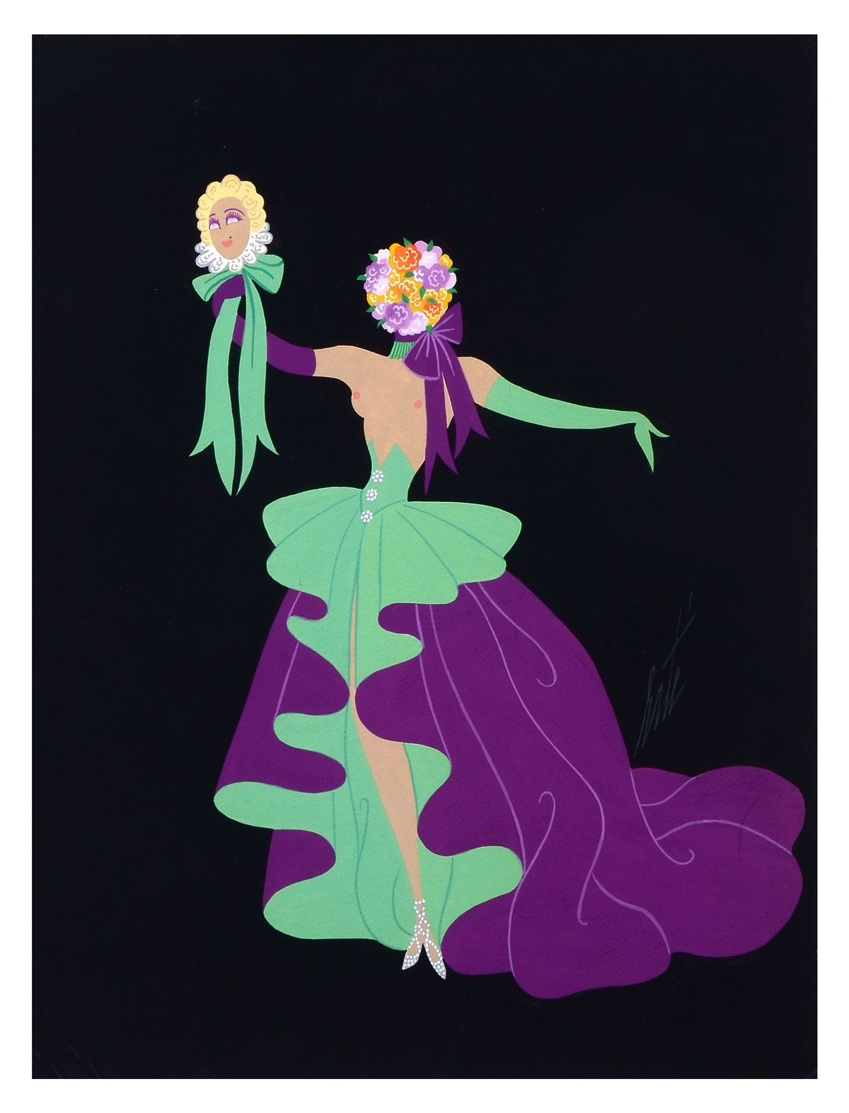 Appraisal: ERTE Russian - ''Le Reve'' Fashion Illustration gouache '' x