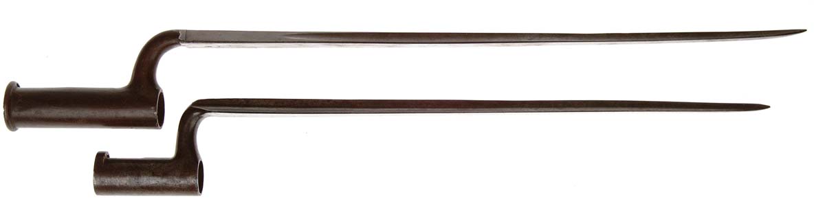 Appraisal: LOT OF TWO EARLY SOCKET BAYONETS Brown Bess type with