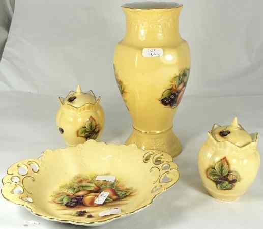 Appraisal: Aynsley Orchard Gold set comprising Limited Edition Millennium Shamrock Vase