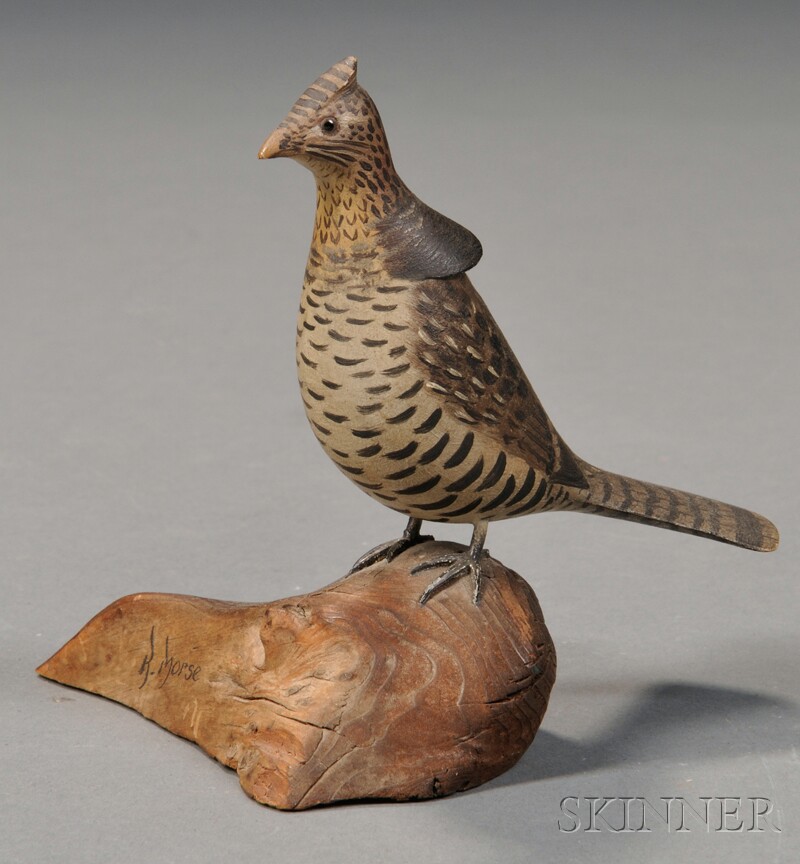 Appraisal: Miniature Carved and Painted Grouse Figure Robert Morse - Ellsworth