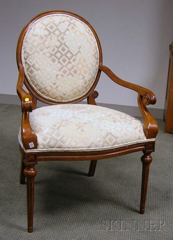 Appraisal: Louis XVI Style Upholstered Carved Beechwood Parlor Armchair