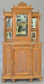 Appraisal: Walnut cabinet with curio top wd in dp in Walnut