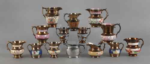 Appraisal: Fourteen luster pitchers th c tallest - Provenance The Estate