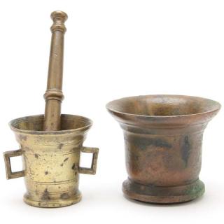 Appraisal: Two Signed Brass Mortars with Pestle th century the first