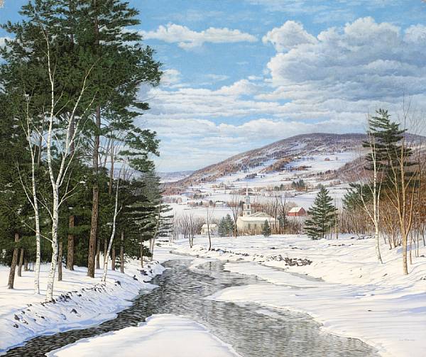 Appraisal: Carl Wuermer American - Snow-covered Town with a Meandering Stream