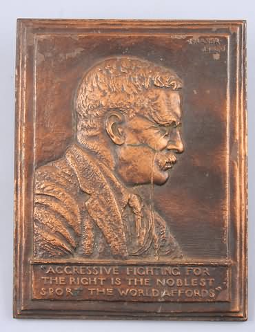 Appraisal: Memorial plaque of Theodore Roosevelt by artist sculpture James Earle