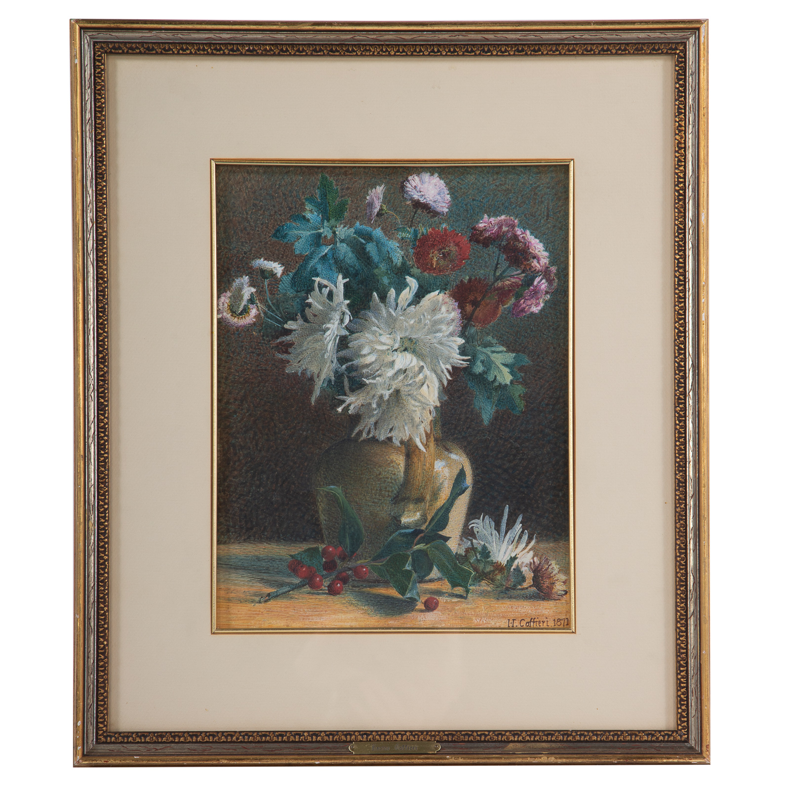 Appraisal: HECTOR CAFFIERI FLORAL STILL LIFE WATERCOLOR British - Watercolor on