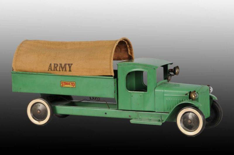 Appraisal: Pressed Steel Structo Army Troop Truck Description American Circa Enclosed