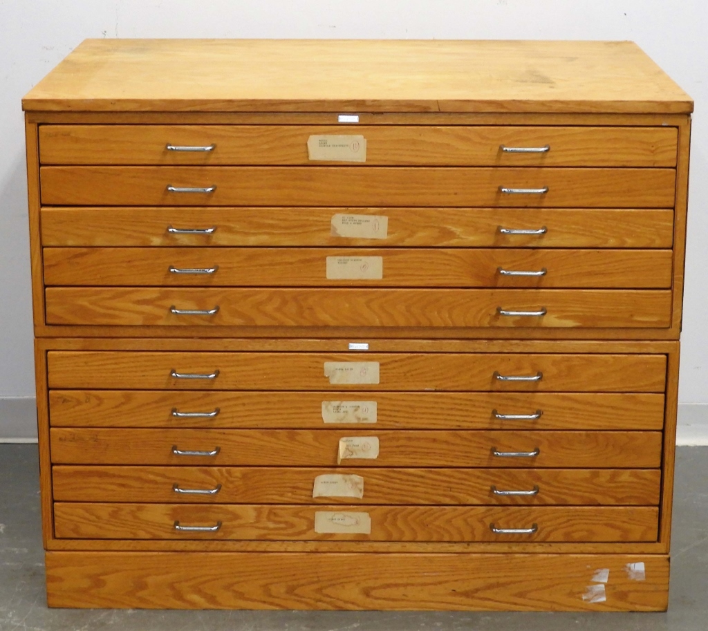 Appraisal: CHARRETTE OAK MULTI DRAWER PRINT MAP CABINET United States th