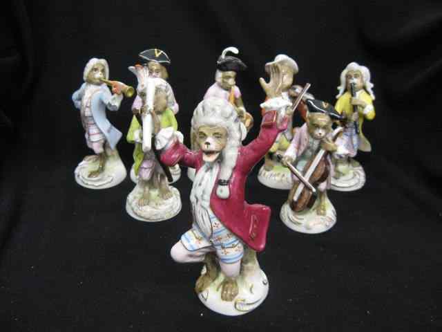 Appraisal: pcs Sitzendorf German Porcelain MonkeyBand bandleader with musicians mostly ''