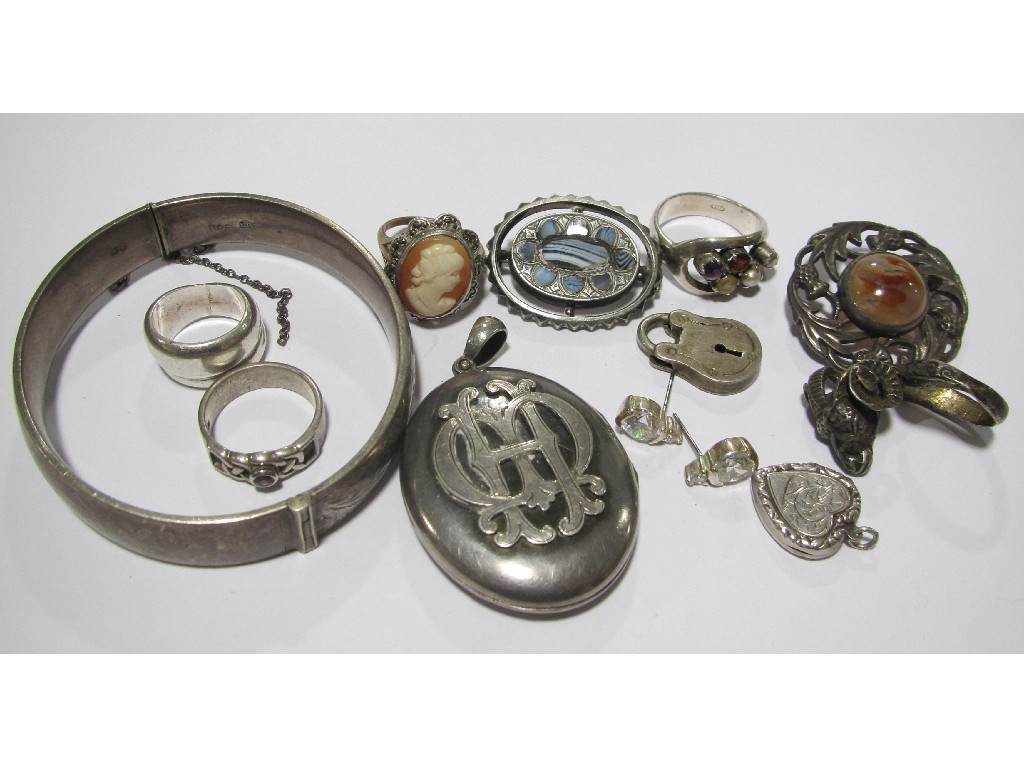 Appraisal: Lot of mostly silver pieces to include bangle two Scottish