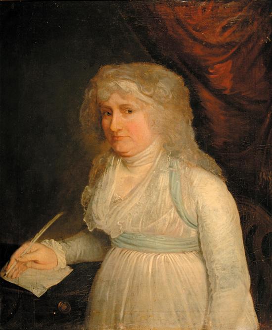 Appraisal: British school th century PORTRAIT OF WOMAN WRITING LETTER oil