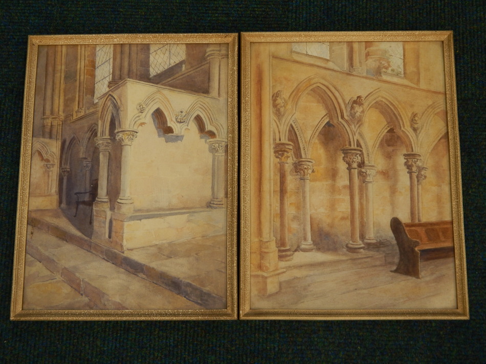 Appraisal: A Beyley Lincoln Cathedral interior watercolour inscribed to the reverse