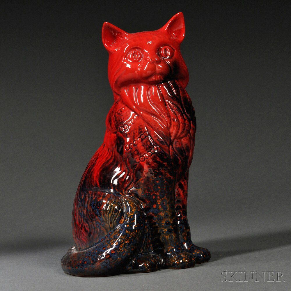 Appraisal: Royal Doulton Veined Flambe Cat England th century naturalistically modeled