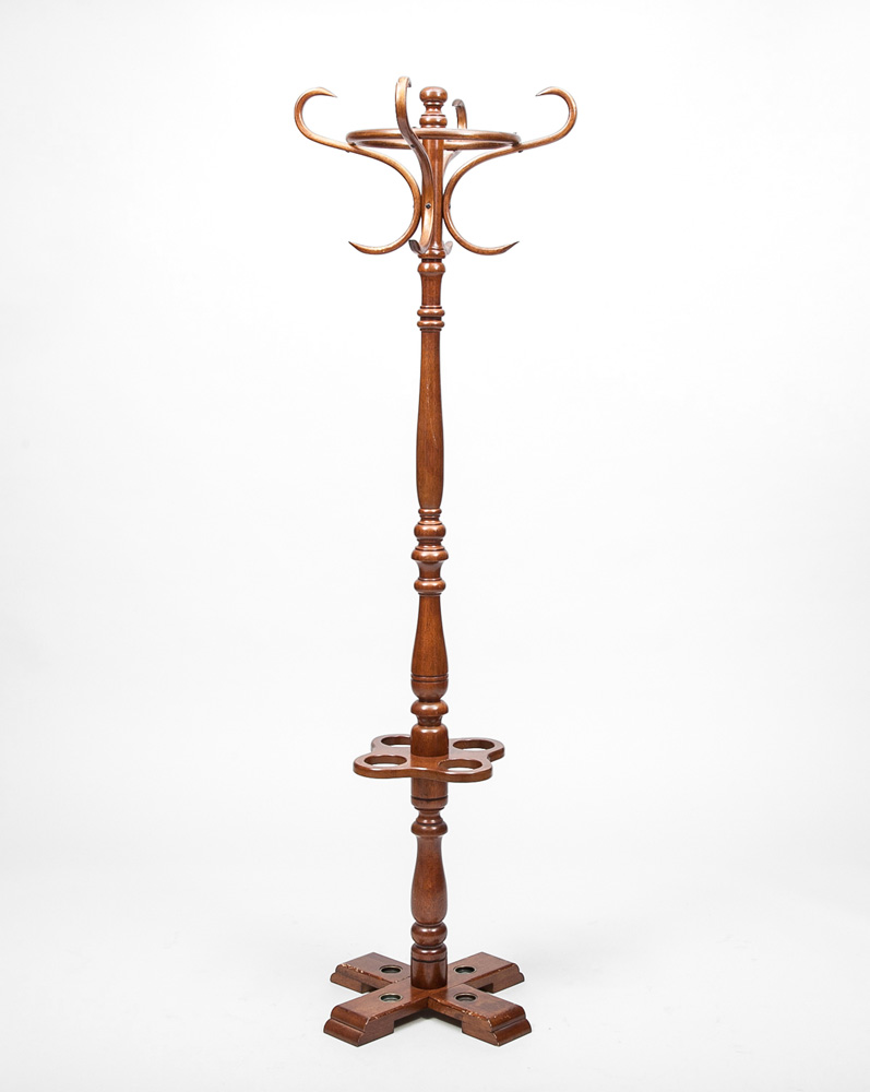 Appraisal: Victorian Walnut Coat Rack With swivel four-hook coat holder and