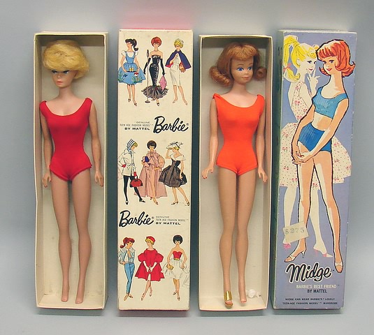 Appraisal: Barbie Lot MIDGE No Brunette box with redhead doll in