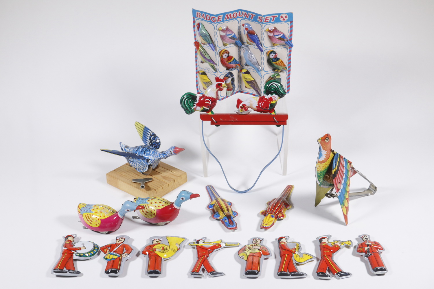 Appraisal: TIN LITHO TOYS Including Flying Goose Windup Swimming Geese DANSK