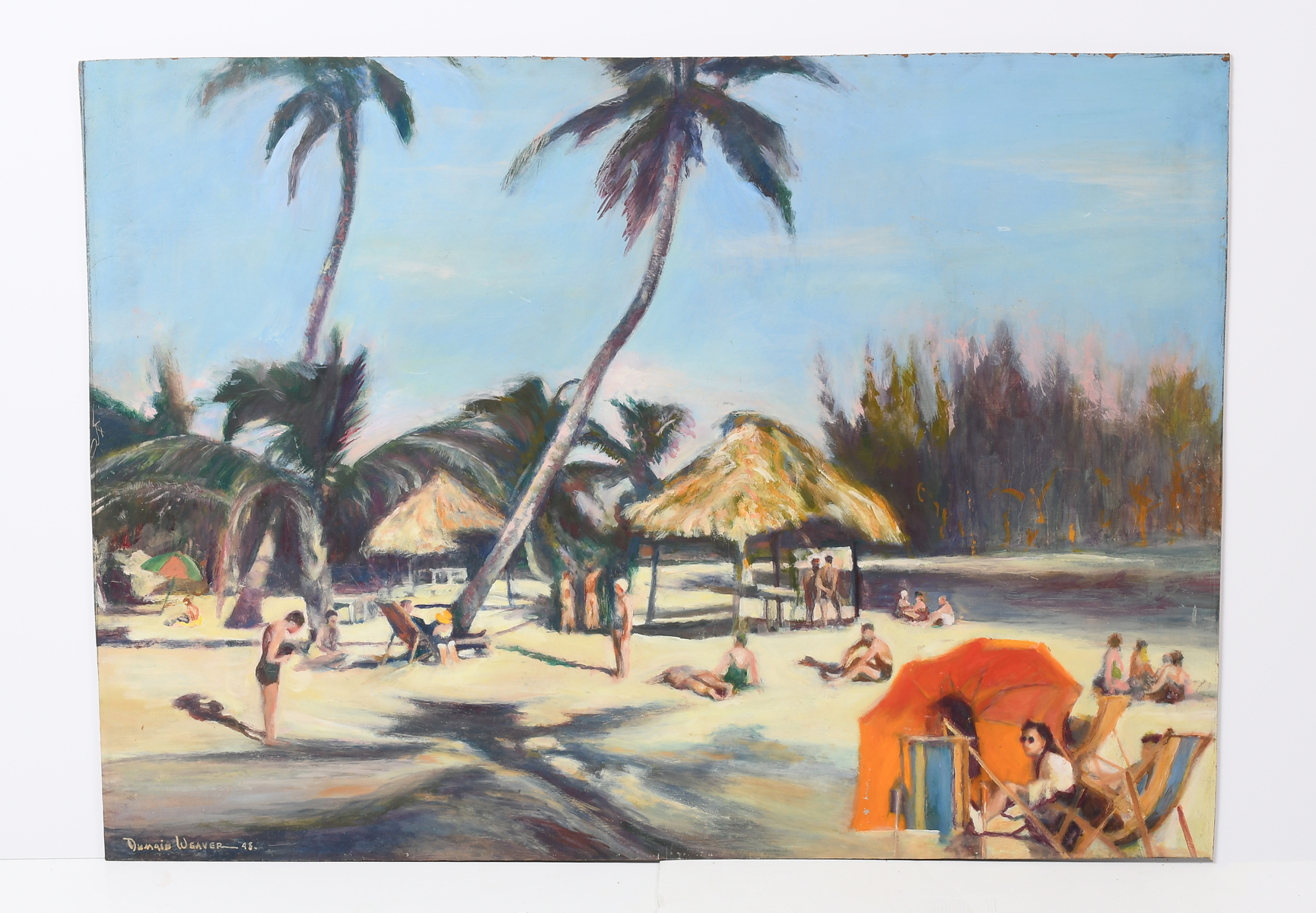 Appraisal: WEAVER Dumain American - Tahiti Beach Oil Masonite '' x