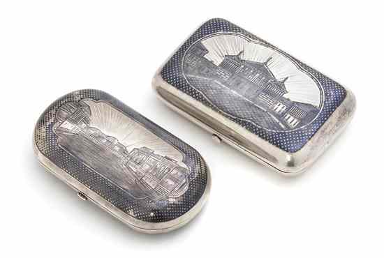 Appraisal: Two Russian Niello Silver Cigarette Cases Moscow with Konstantinov assay